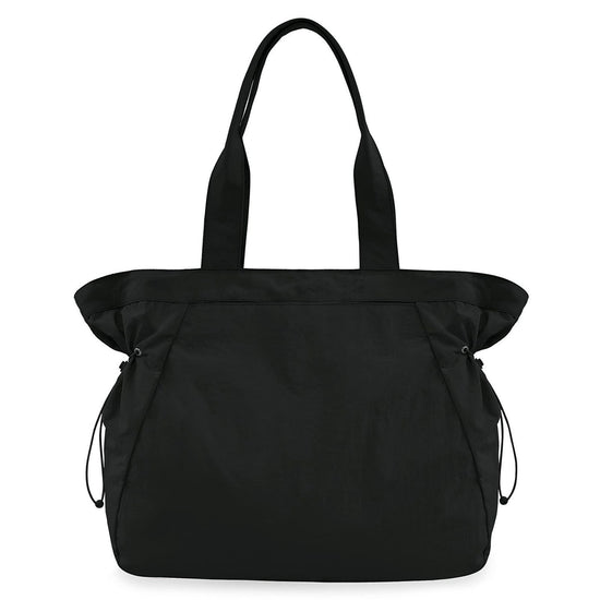 Water-Resistant Tote Bag with Drawstring Side-Cinch and Snap Closure - 18L Capacity Black