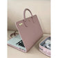 Stylish Leather Laptop Sleeve with Handle and Perforated Design - Soft Pink Color