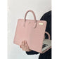 Stylish Leather Laptop Sleeve with Handle and Perforated Design - Soft Pink Color