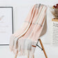 Cozy Color Block Fringe Scarf - Pink and Grey Shawl for Fall and Winter