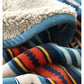 Double-Sided Geometric & Plush Throw Blanket - Warm 70x100cm Multi-Use Wrap(Color stripes/Back side light brown)