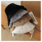 Plush Bucket Hat with Ear Flaps,Warm Furry Winter Hat in Khaki-One size (54-59cm) adjustable