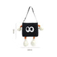 Black Cute Cartoon Car Trash Bin with Adjustable Strap - Water-Repellent Corduroy (19x24cm)