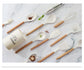 White 11-Piece Silicone Kitchen Utensil Set with Wooden Handles and Storage Bucket - Heat Resistant and Non-Stick