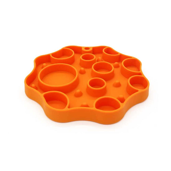Silicone Dog Slow Feeder and Licking Mat - 2 in 1 Puzzle Bowl for Dog Slow Feeding(Dark yellow)