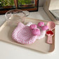 Korean INS Kitty Quilt Insulation Pad, Cute Fabric Kitchen Mat, Desktop Decoration (White and Red)