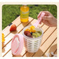 Yellow Double Layer Salad Cup with Fork - Leak-proof Fruit Container, Drain Design, Portable Oatmeal and Picnic Jar