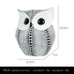 White resin owl statue - modern perforated design for living room TV cabinet and entryway decoration