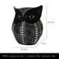 Black resin owl statue - modern perforated design for living room TV cabinet and entryway decoration
