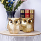 Black silver resin owl statue - modern perforated design for living room TV cabinet and entryway decoration
