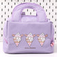 Purple Cute Cartoon Lunch Bag - Large Capacity Insulated Handbag for Students and Office Use