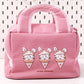 Pink Cute Cartoon Lunch Bag - Large Capacity Insulated Handbag for Students and Office Use