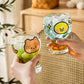 Mini Cartoon Glass Tumbler 400ml,Cute Beer and Juice Cup for Cold Drinks(Brown bear)