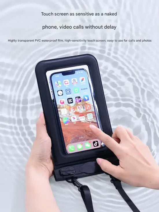 IPX8 Waterproof Phone Pouch with Inflatable Floating Layer,Touchscreen Dry Bag for Swimming(white)