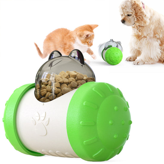 Pet Tumbler Treat Dispenser Ball��Interactive Feeding Toy for Dogs and Cats(Green and white)