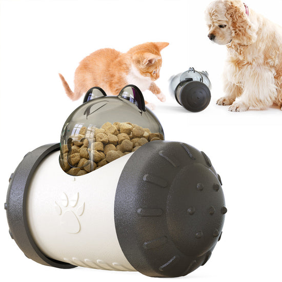 Pet Tumbler Treat Dispenser Ball��Interactive Feeding Toy for Dogs and Cats(Black and white)