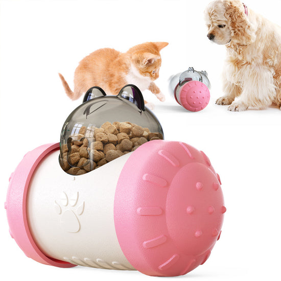 Pet Tumbler Treat Dispenser Ball��Interactive Feeding Toy for Dogs and Cats(Pink and white)