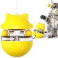 Cat Teaser Cup Toy, Interactive Treat Dispensing Ball with Wand (Yellow)