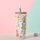 304 Stainless Steel Insulated Tumbler,Cartoon Design Portable Straw Cup for Home and Office(Off-white)