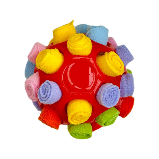 Rubber Snuffle Ball for Pets,Interactive Hollow Treat-Hiding Toy for Dogs and Cats(red)