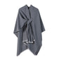 Solid Knit Poncho Shawl,Warm Fall/Winter Cape with Slit and Crossbar Design(Dark gray)