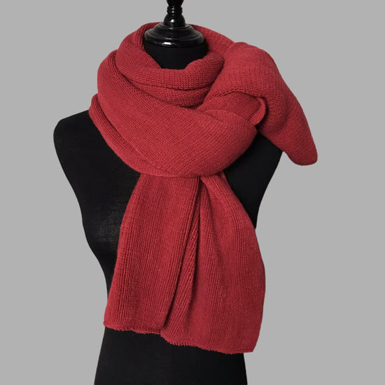 Red Imitation Cashmere Solid Scarf - Warm Winter Shawl for Men and Women