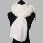 White Imitation Cashmere Solid Scarf - Warm Winter Shawl for Men and Women