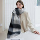Winter Luxe Warm Oversized Scarf-Cozy Thick Plaid Wrap, European Chic Style(Yellow green plaid)