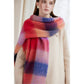 Winter Luxe Warm Oversized Scarf-Cozy Thick Plaid Wrap, European Chic Style(Dark blue plaid)