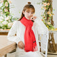Luxe Soft Imitation Cashmere Scarf - Warm Solid Tone Shawl with Elegant Fringe(Red bean paste)
