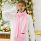 Luxe Soft Imitation Cashmere Scarf - Warm Solid Tone Shawl with Elegant Fringe(Red bean paste)