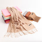 Luxe Soft Imitation Cashmere Scarf - Warm Solid Tone Shawl with Elegant Fringe(Red bean paste)