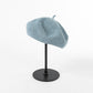Gray-blue Linen Knit Beret - Classic Soft and Stylish Headwear