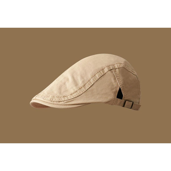 Retro Newsboy Cap - Unisex Vintage Flat Beret with Visor(Apricot )