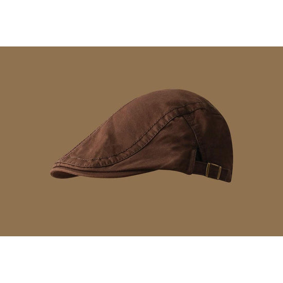 Retro Newsboy Cap - Unisex Vintage Flat Beret with Visor(Coffee)