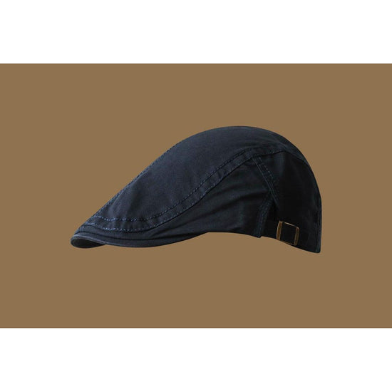 Retro Newsboy Cap - Unisex Vintage Flat Beret with Visor(Navy)