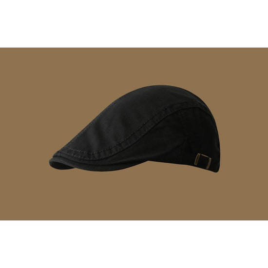Retro Newsboy Cap - Unisex Vintage Flat Beret with Visor(Black)