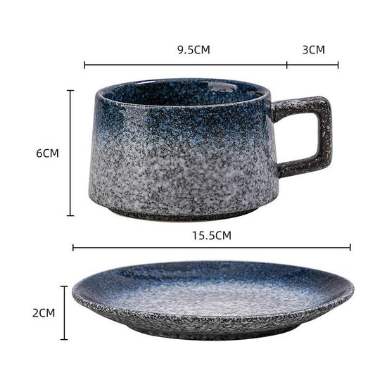 Vintage Ceramic Coffee Cup and Saucer Set - Elegant Afternoon Tea Set(Daisy Blue)