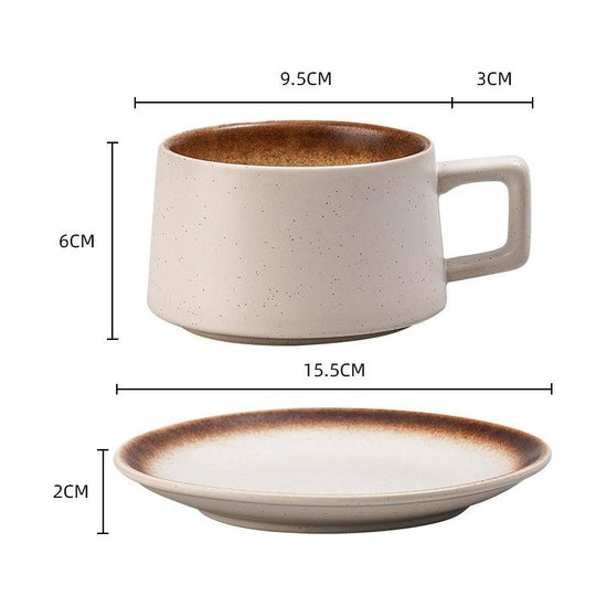 Vintage Ceramic Coffee Cup and Saucer Set - Elegant Afternoon Tea Set(Matcha White)