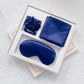 Luxury Satin Sleep Mask Gift Set,4-Piece with Pillowcase and Hair Accessories(Navy blue)