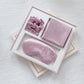 Luxury Satin Sleep Mask Gift Set,4-Piece with Pillowcase and Hair Accessories(Purple)