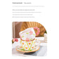 Hand-Painted Ceramic Coffee Mug and Saucer Set - Whimsical Afternoon Tea Cup with Spoon(White cloud-yellow)