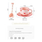 Hand-Painted Ceramic Coffee Mug and Saucer Set - Whimsical Afternoon Tea Cup with Spoon(Red rose)