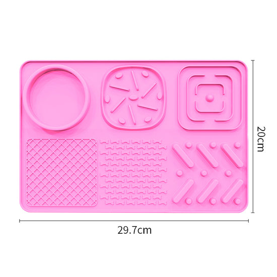 Pet Slow Feeder Lick Mat with Suction Cups - Anti-Anxiety Dog Feeding Mat(Pink)