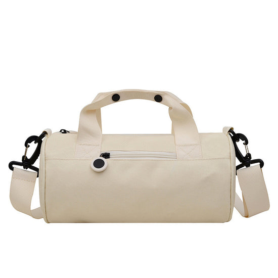 Waterproof Oxford Cylindrical Travel Bag - Large Capacity Handbag with Shoulder Strap(White)