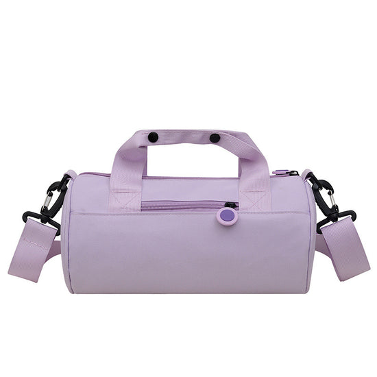 Waterproof Oxford Cylindrical Travel Bag - Large Capacity Handbag with Shoulder Strap(Light Purple)