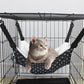 Cat Cage Hammock - Adjustable Double-Sided Pet Swing Bed with Hooks(Gray check)