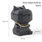 Hippo Ashtray with Lid - Stylish Geometric Decor for Home and Office(Black)