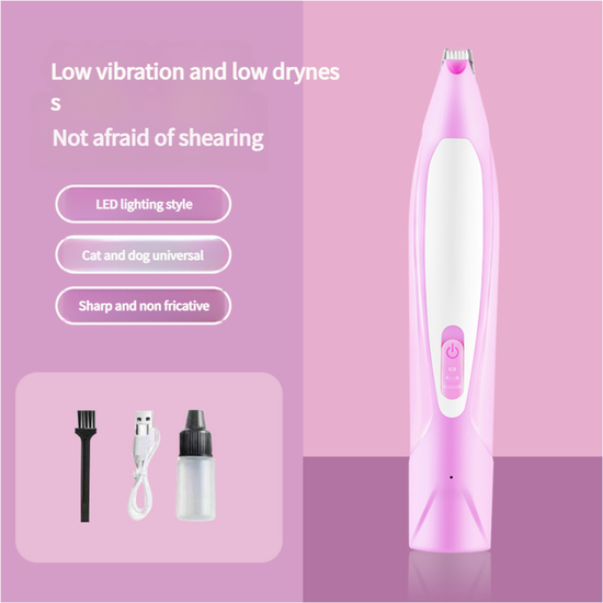 Electric Pet Hair Clipper with Type-C Charging, LED Light, and Grooming Accessories(Purple)