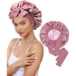 Luxury Double-Sided Satin Bonnet with Elastic Band(Leather red + pink lining)